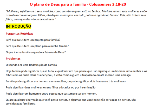 Esboço de Pregação Sobre Família Projeto de Deus - Imagem 2